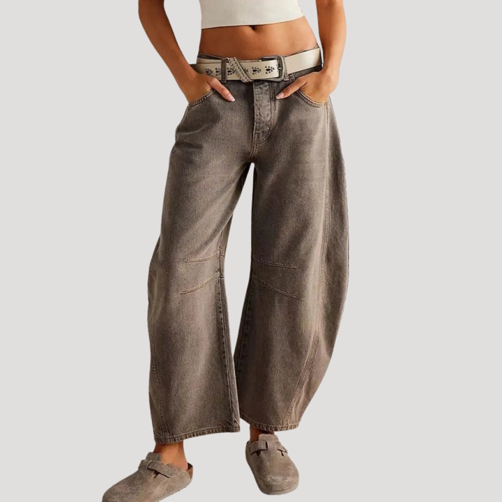 Women’s Leopard Print Barrel Leg Jeans
