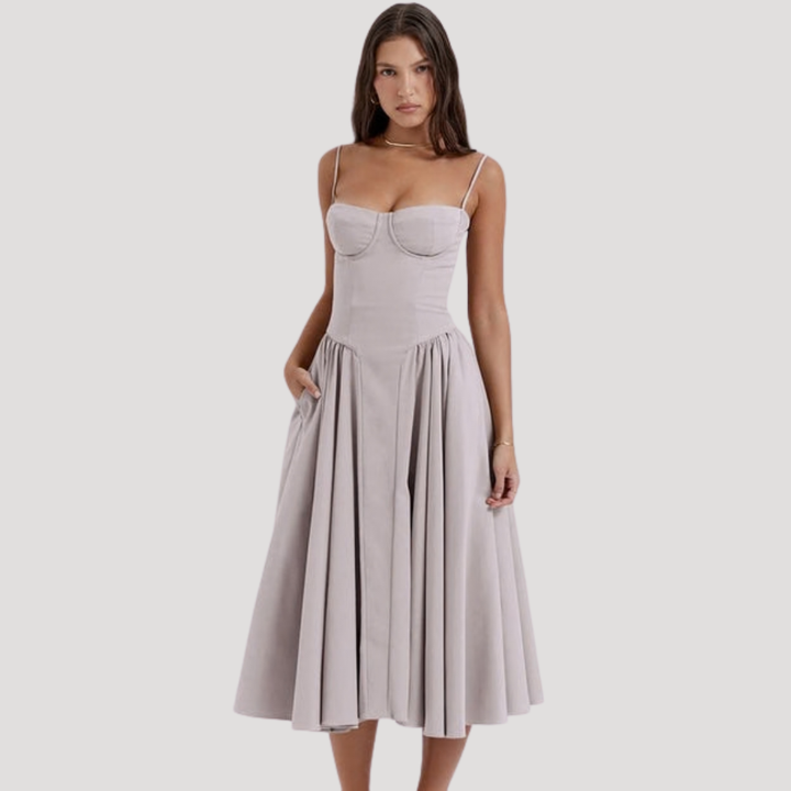 Women’s Spaghetti Strap Bustier Midi Dress
