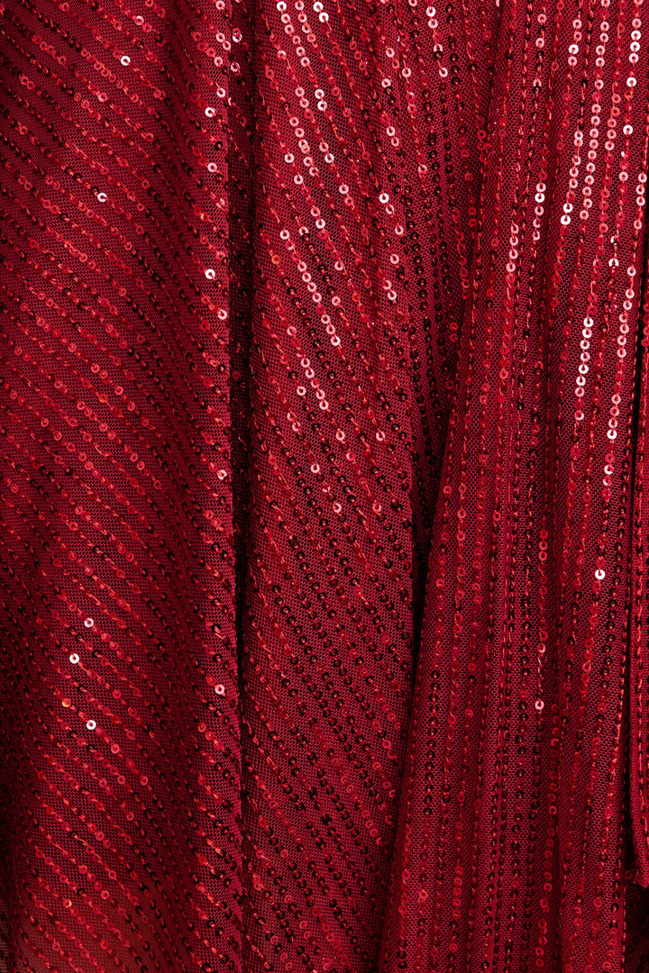 Women’s Pleated Sequin Wrap Bodice Tie Waist Mini Dress