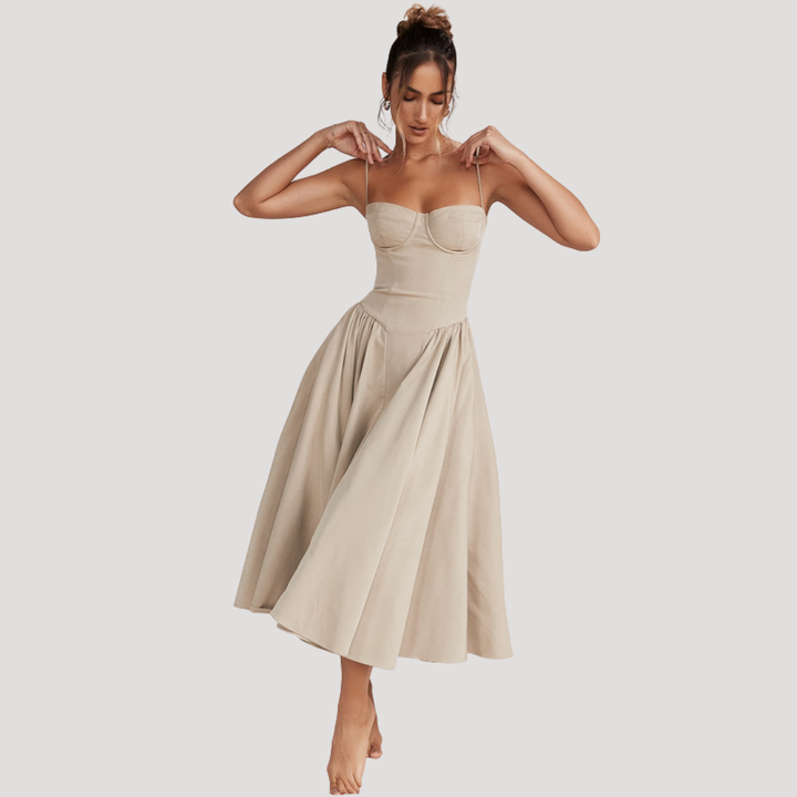 Women’s Spaghetti Strap Bustier Midi Dress
