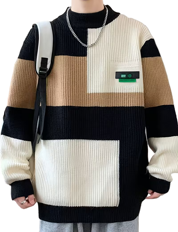 Men’s High-Collar Textured Sweater