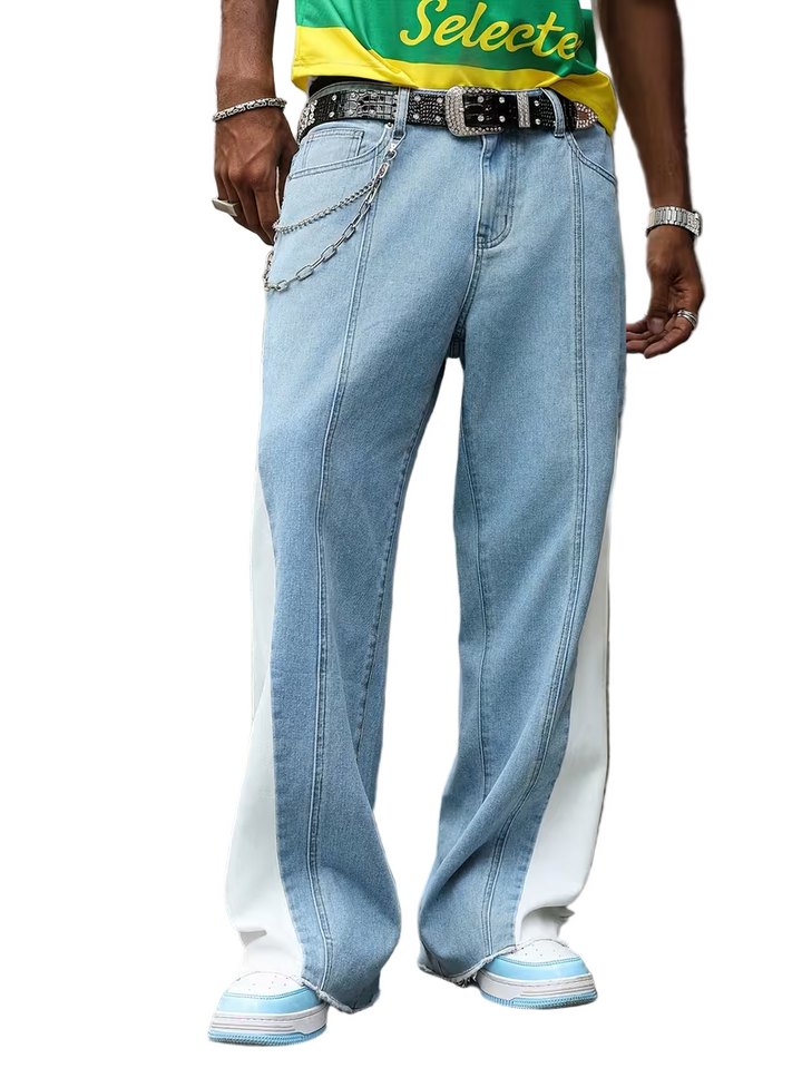 Men’s Wide-Leg Pants with Contrasting Panel