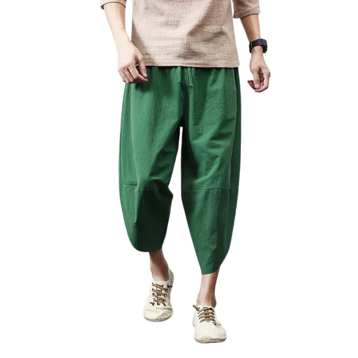 Men’s Cropped Drawstring Pants with Tapered Hem