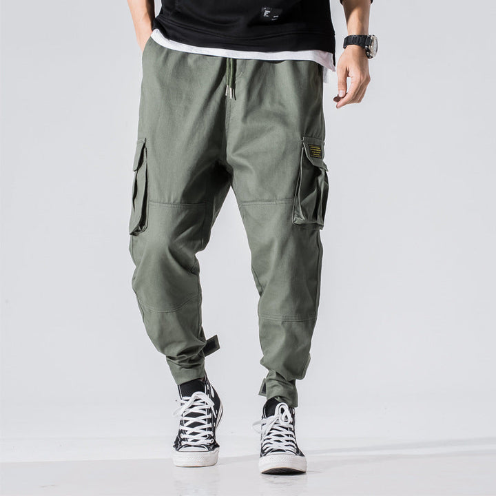 Men’s Cargo Jogger Pants with Drawstring Waist and Flap Pockets