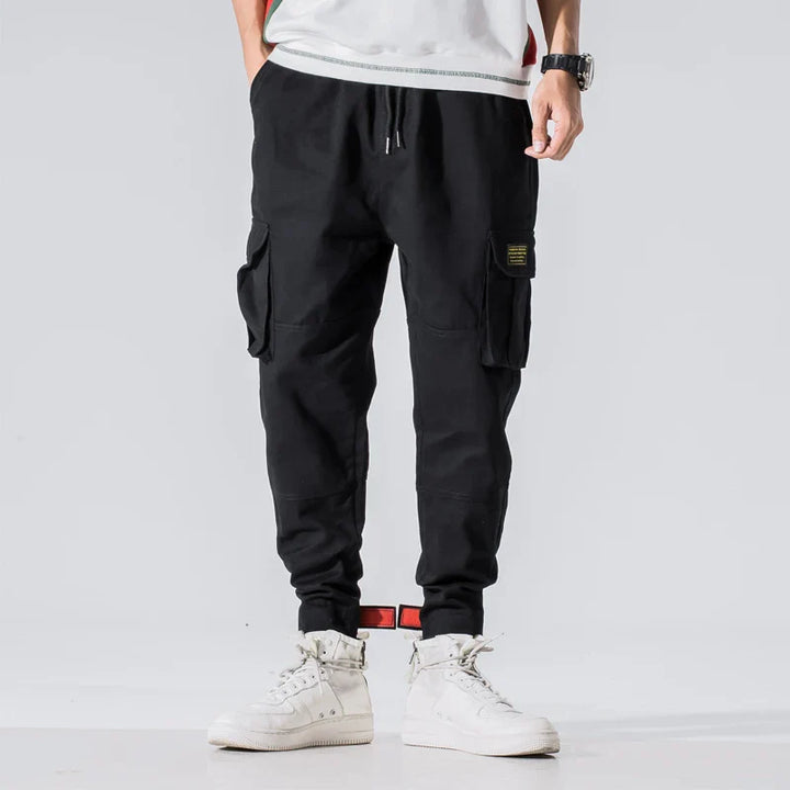 Men’s Cargo Jogger Pants with Drawstring Waist and Flap Pockets
