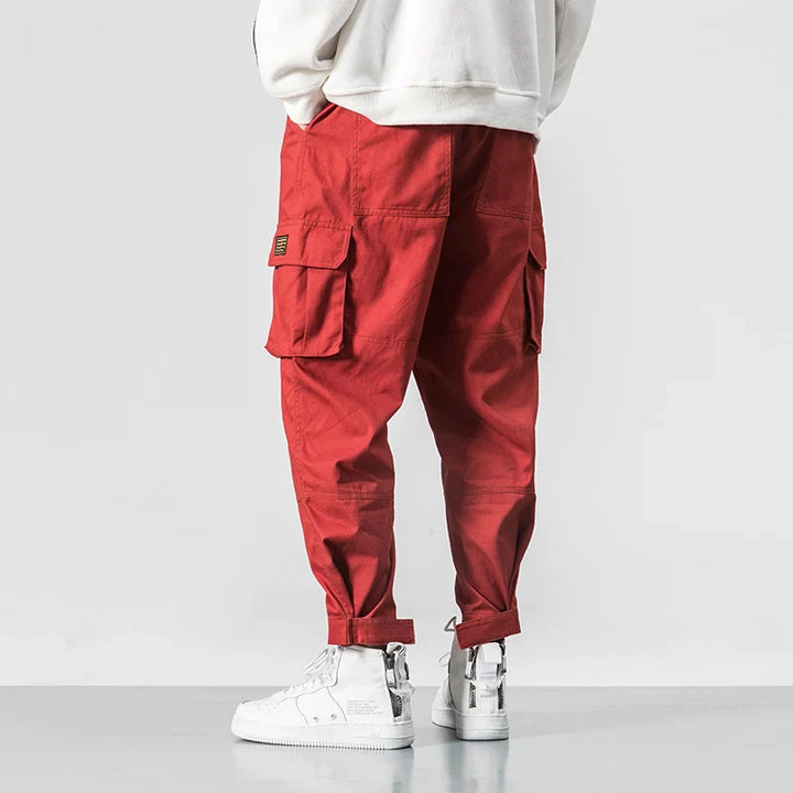 Men’s Cargo Jogger Pants with Drawstring Waist and Flap Pockets