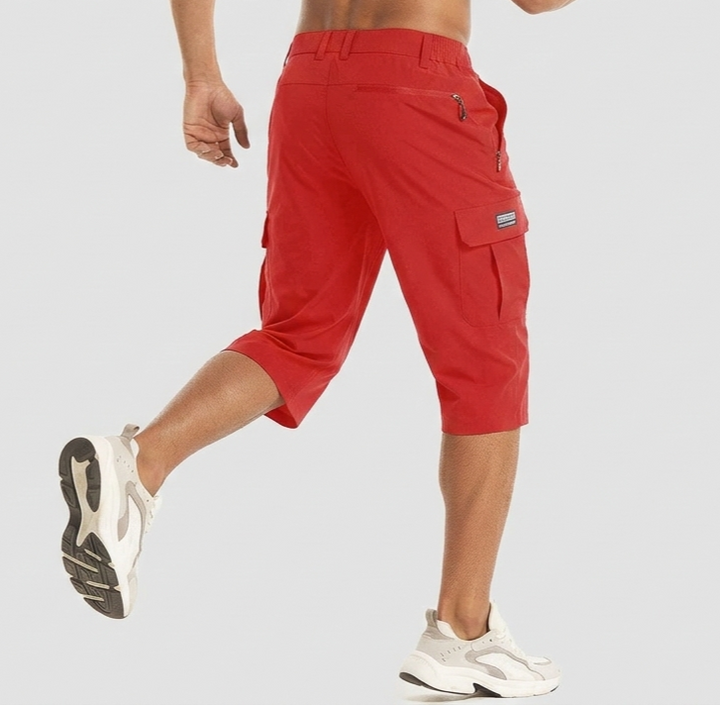 Men’s Cargo Knee-Length Shorts with Multiple Pockets