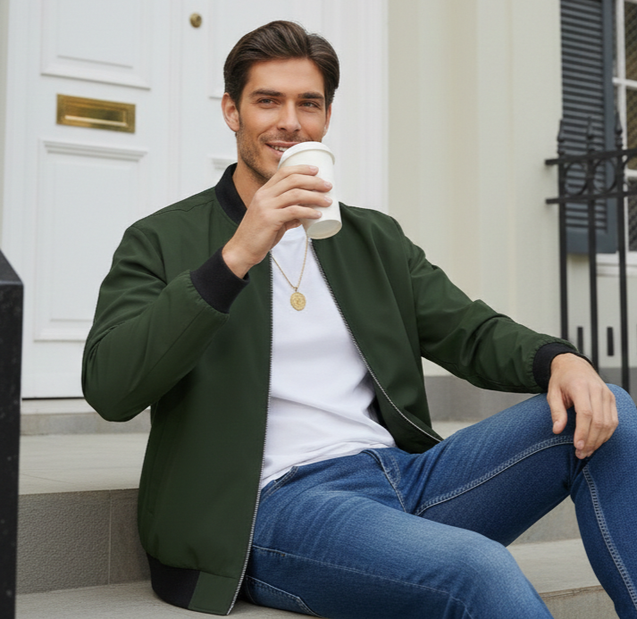 Men’s Full-Zip Bomber Windbreaker Jacket