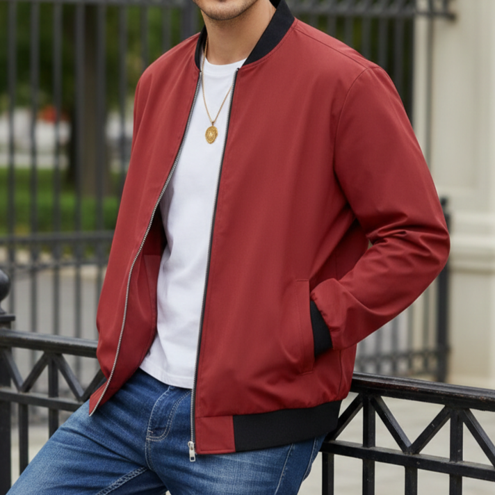 Men’s Full-Zip Bomber Windbreaker Jacket