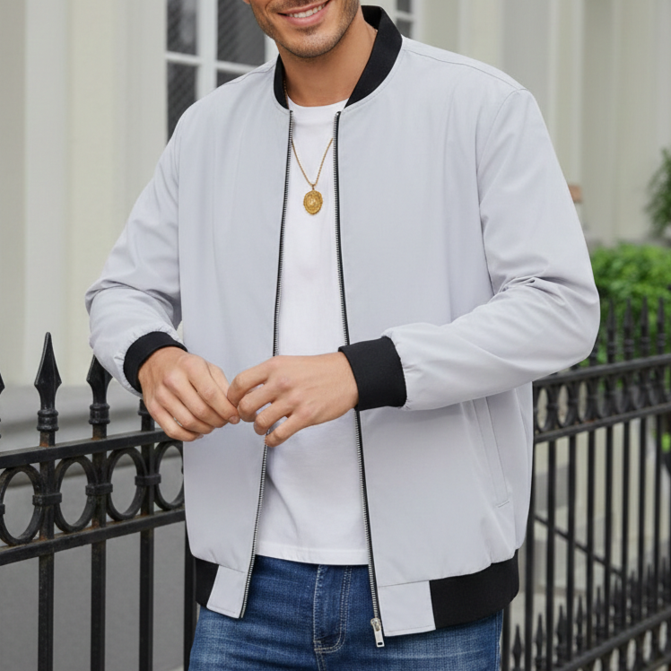 Men’s Full-Zip Bomber Windbreaker Jacket