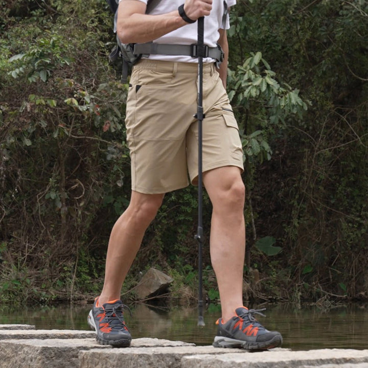 Men’s Knee-Length Cargo Shorts with Elastic Side Panels
