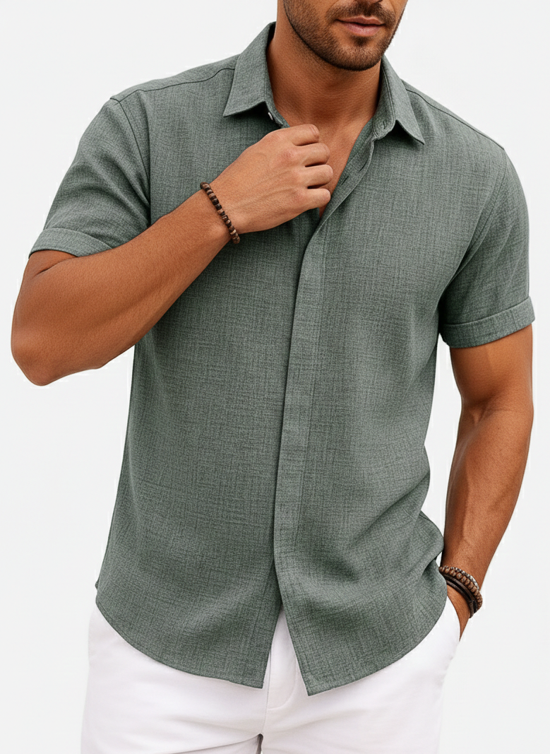 Men’s Linen Blend Short Sleeve Shirt