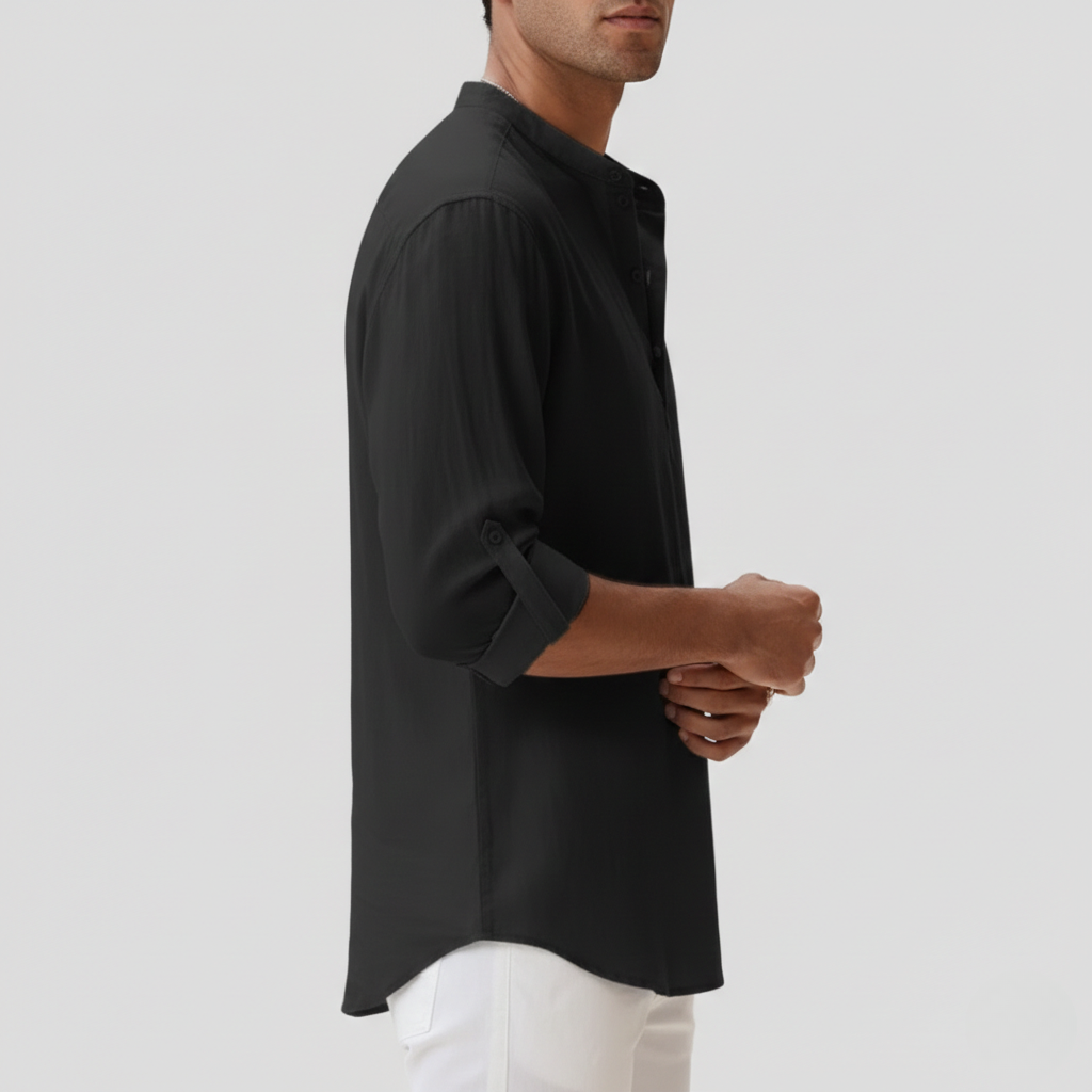 Men’s Long Sleeve Linen Polo Shirt