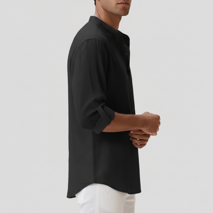 Men’s Long Sleeve Linen Polo Shirt
