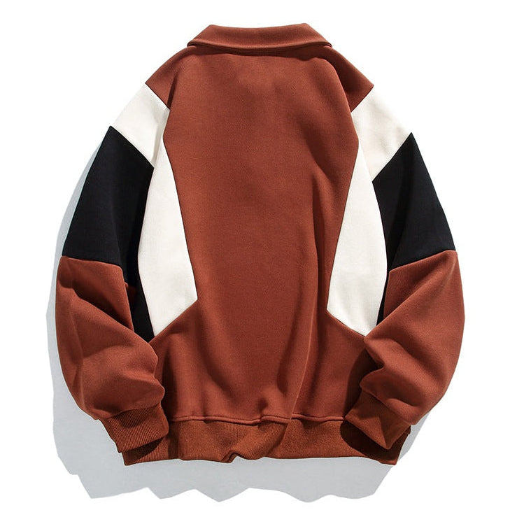 Men’s Long Sleeve Polo Sweatshirt with Contrast Panel Design