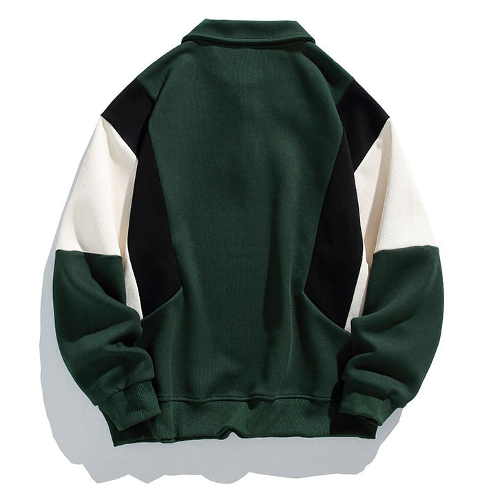 Men’s Long Sleeve Polo Sweatshirt with Contrast Panel Design