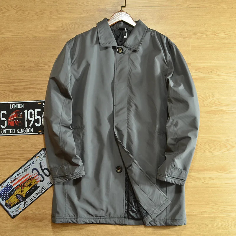 Men’s Mid-Length Coat with Quilted Lining