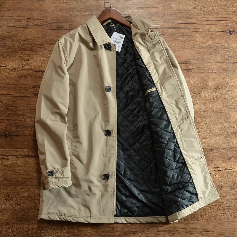 Men’s Mid-Length Coat with Quilted Lining