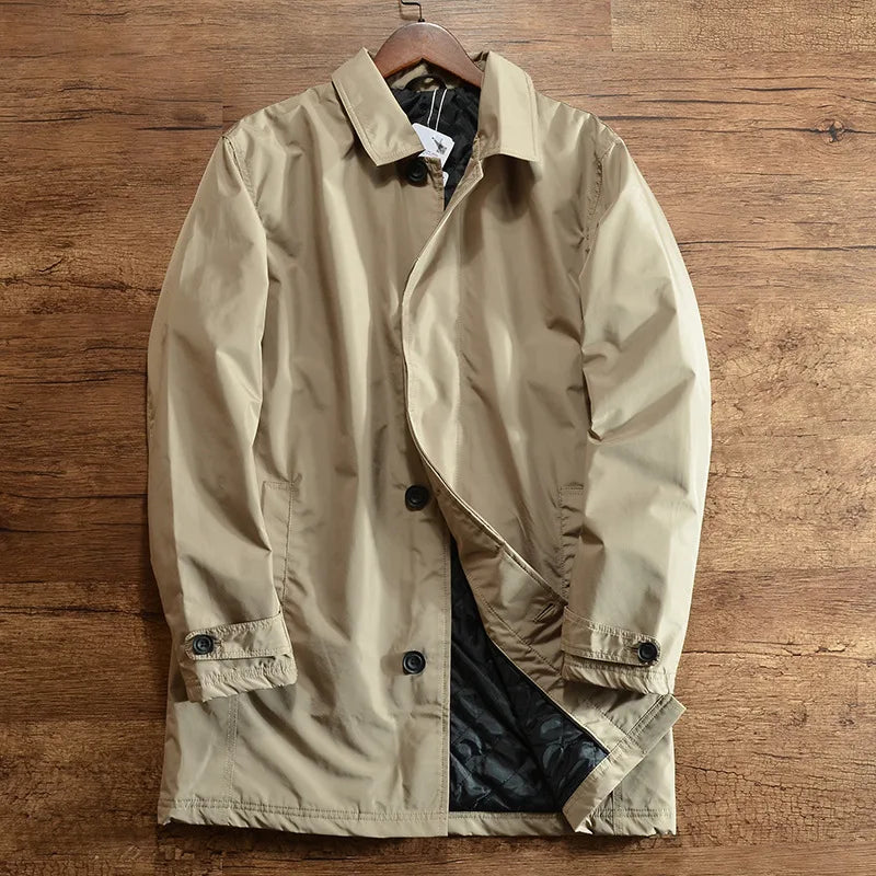 Men’s Mid-Length Coat with Quilted Lining
