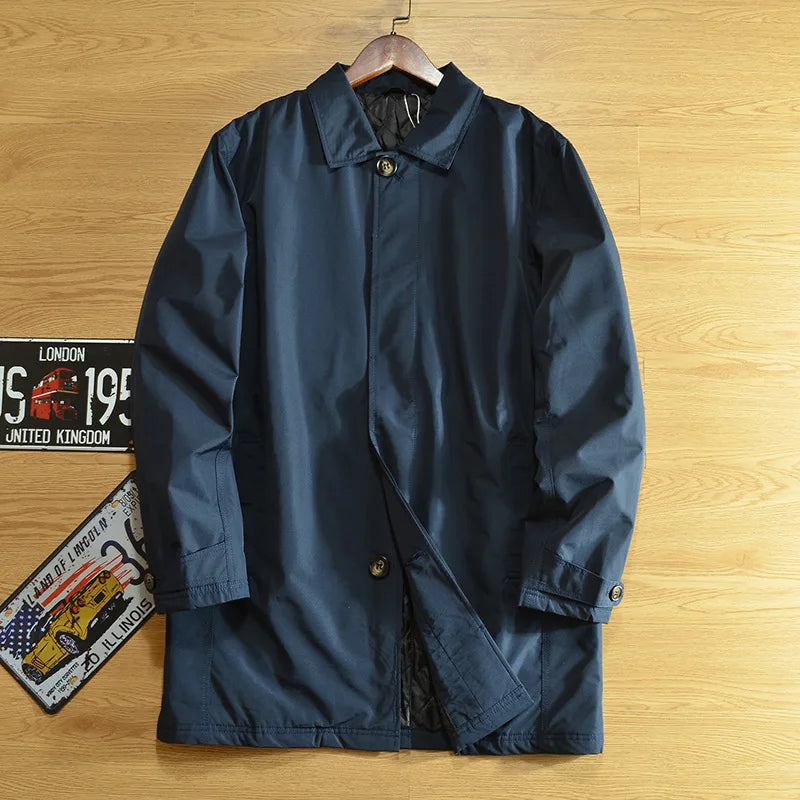 Men’s Mid-Length Coat with Quilted Lining