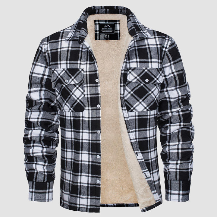 Men’s Plaid Fleece-Lined Button-Down Jacket