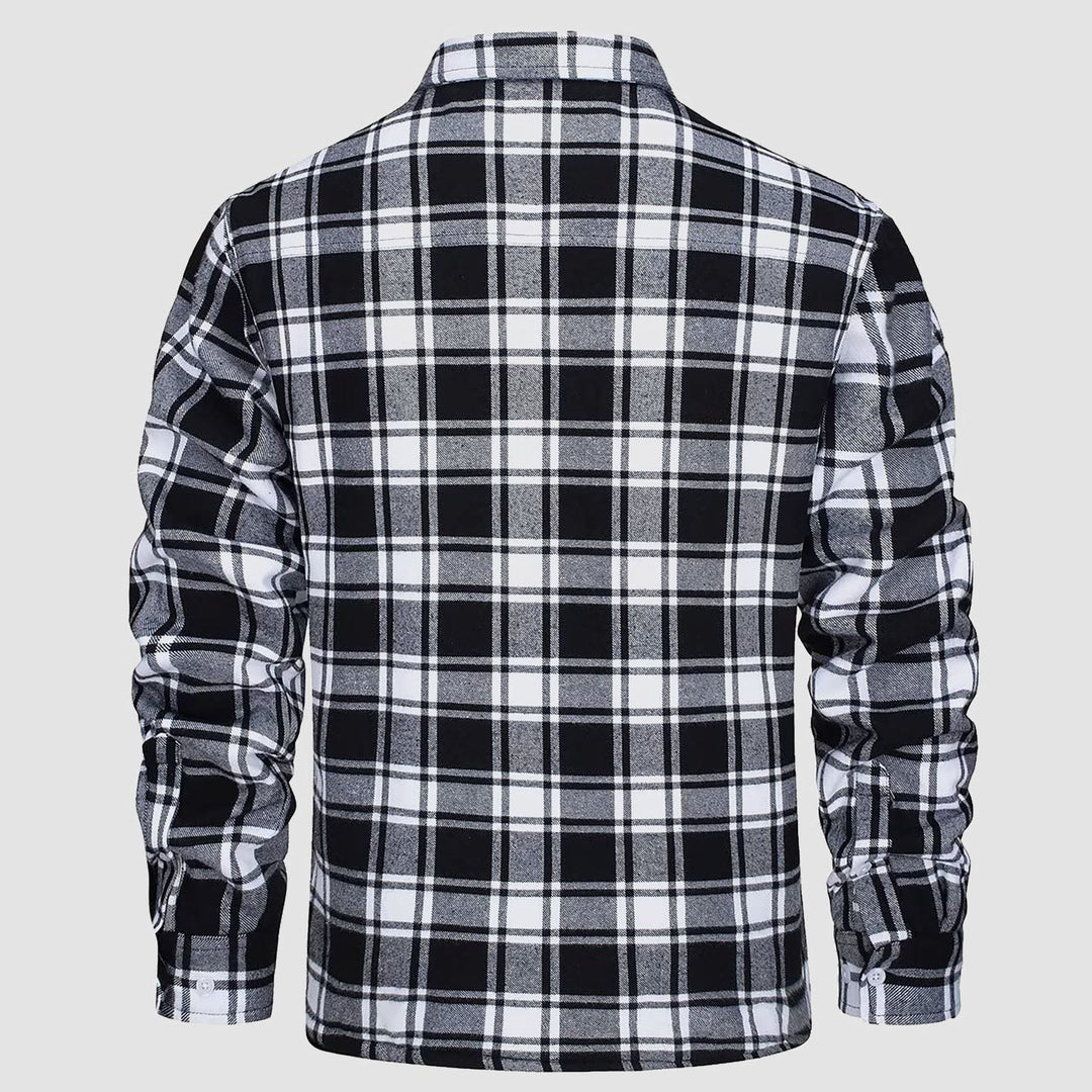 Men’s Plaid Fleece-Lined Button-Down Jacket