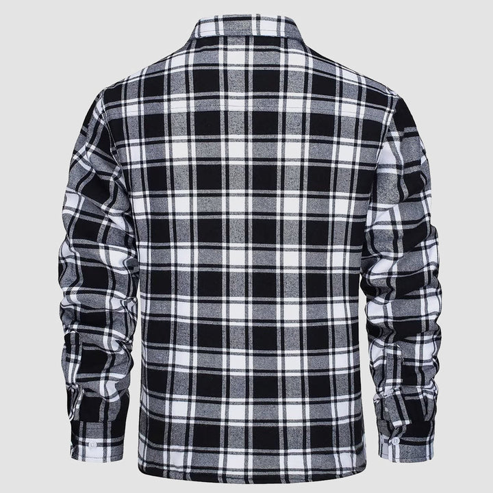 Men’s Plaid Fleece-Lined Button-Down Jacket