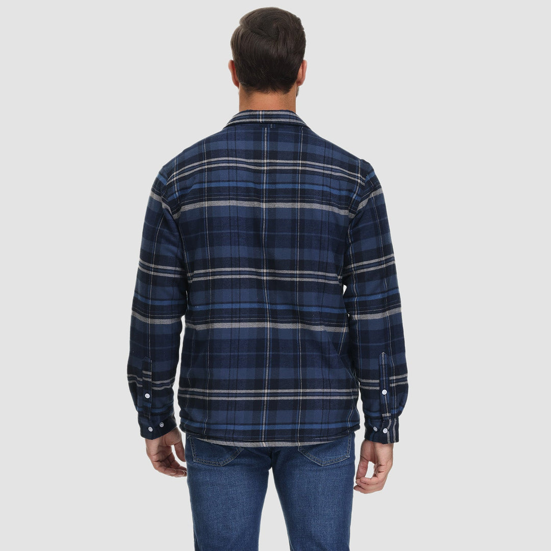 Men’s Plaid Fleece-Lined Button-Down Jacket