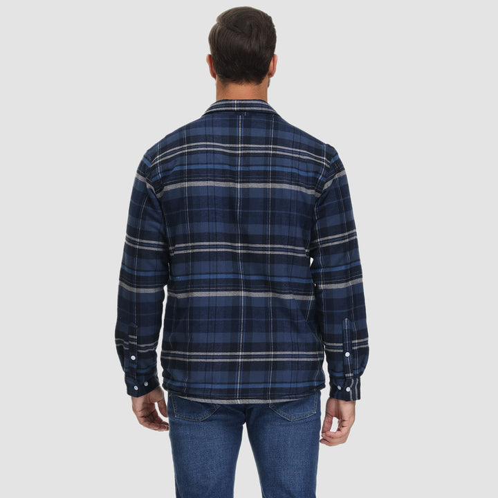 Men’s Plaid Fleece-Lined Button-Down Jacket