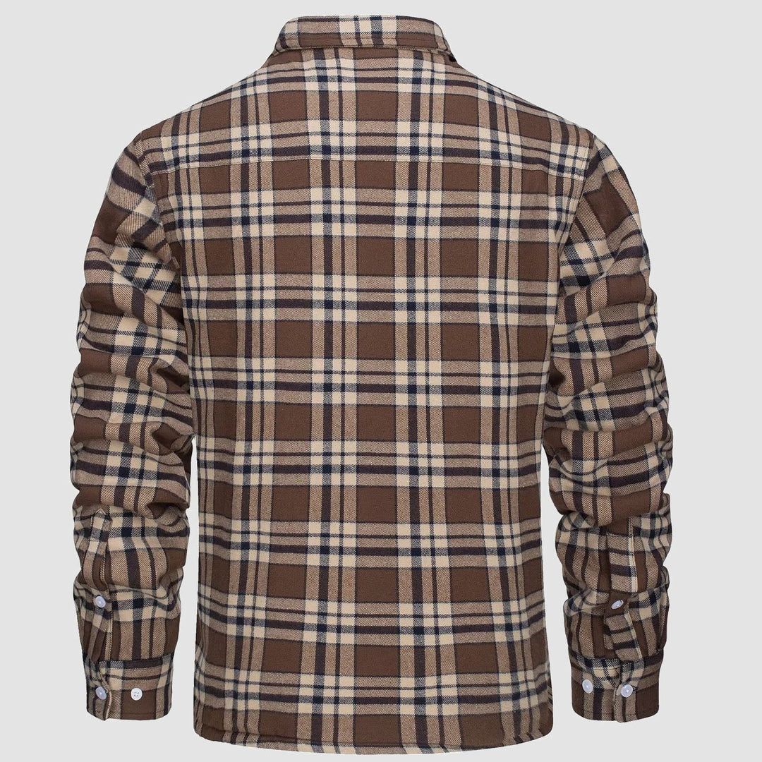 Men’s Plaid Fleece-Lined Button-Down Jacket