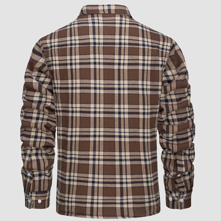 Men’s Plaid Fleece-Lined Button-Down Jacket