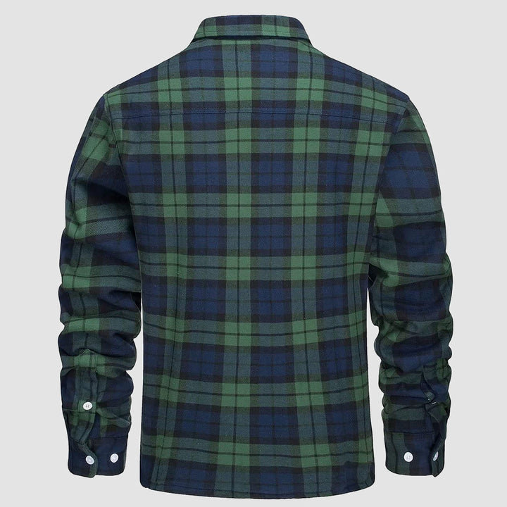 Men’s Plaid Fleece-Lined Button-Down Jacket