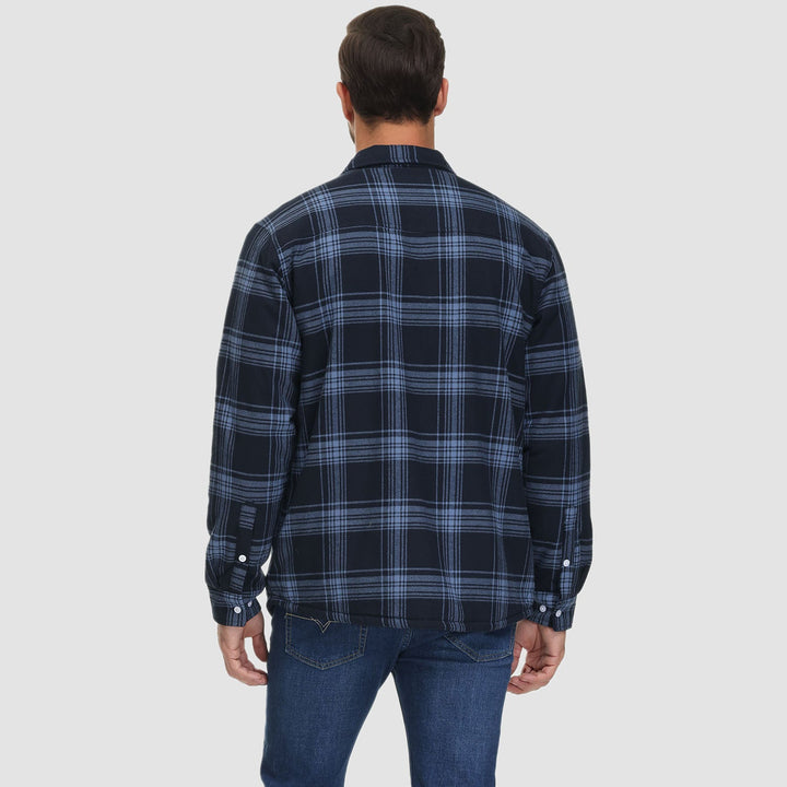 Men’s Plaid Fleece-Lined Button-Down Jacket