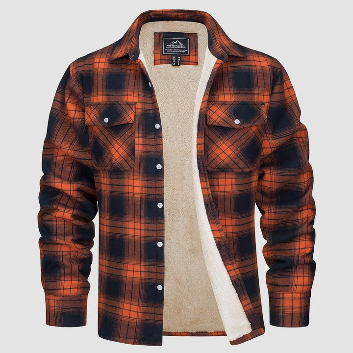 Men’s Plaid Fleece-Lined Button-Down Jacket