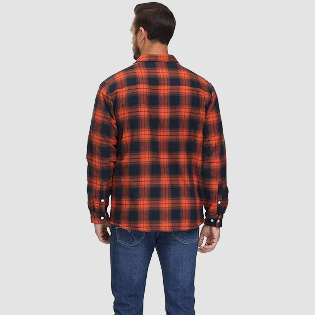 Men’s Plaid Fleece-Lined Button-Down Jacket