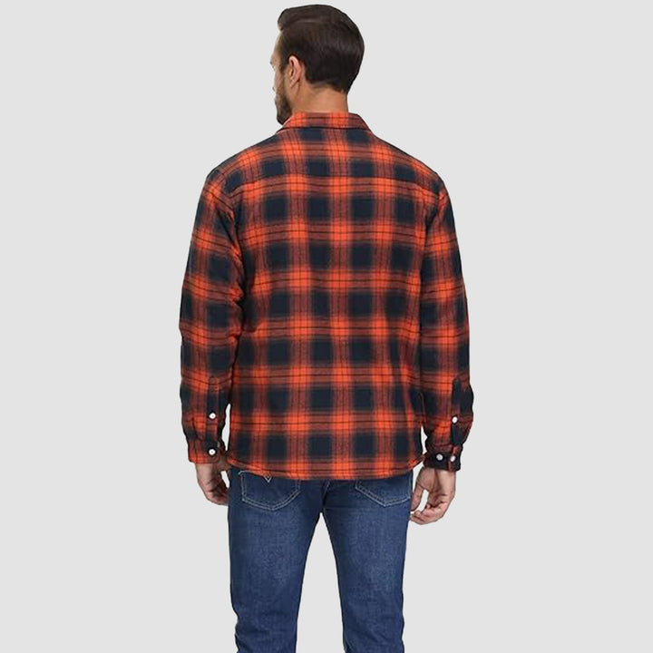 Men’s Plaid Fleece-Lined Button-Down Jacket