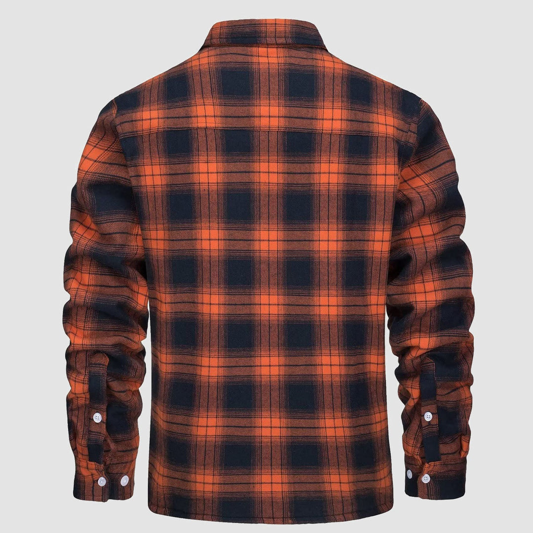 Men’s Plaid Fleece-Lined Button-Down Jacket