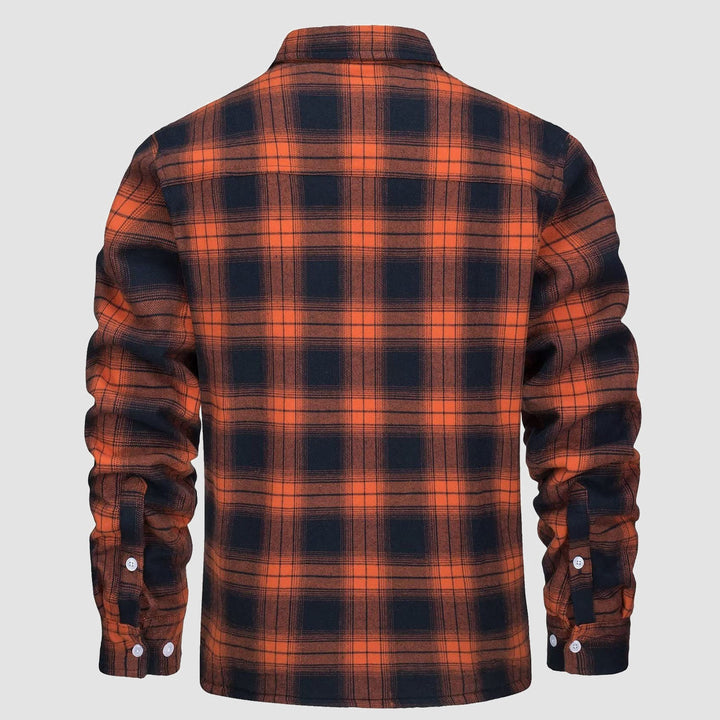 Men’s Plaid Fleece-Lined Button-Down Jacket