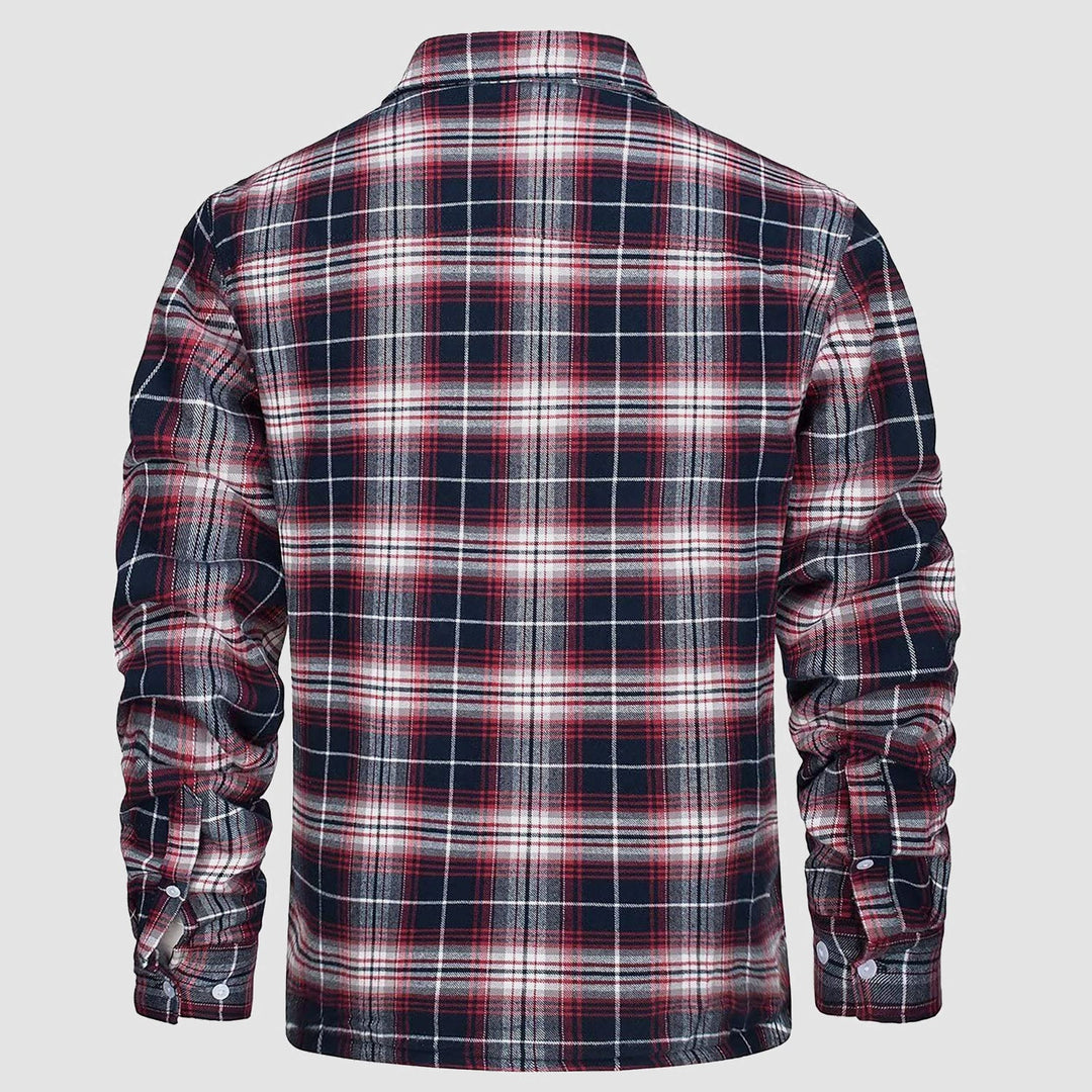 Men’s Plaid Fleece-Lined Button-Down Jacket