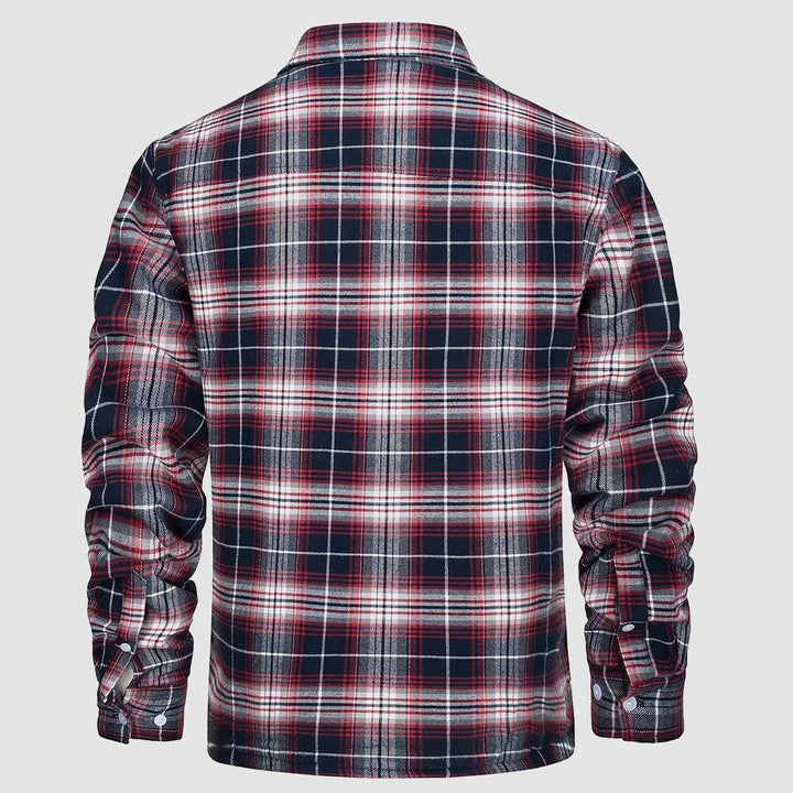 Men’s Plaid Fleece-Lined Button-Down Jacket