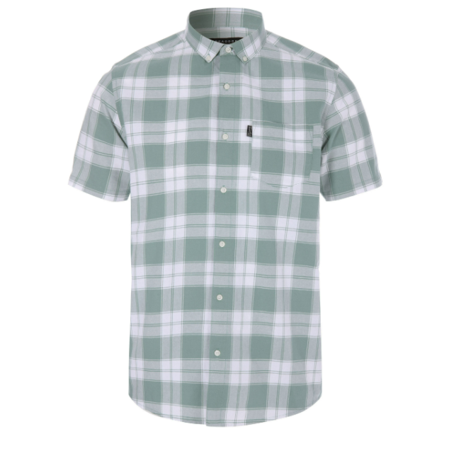Men’s Plaid Short Sleeve Button-Up Shirt With Chest Pocket