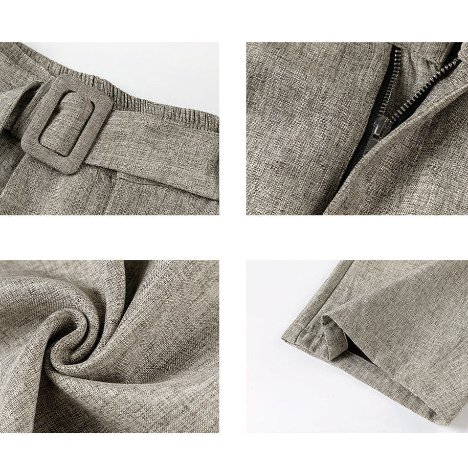 Men’s Pleated Wide-Leg Pants with Waist Belt
