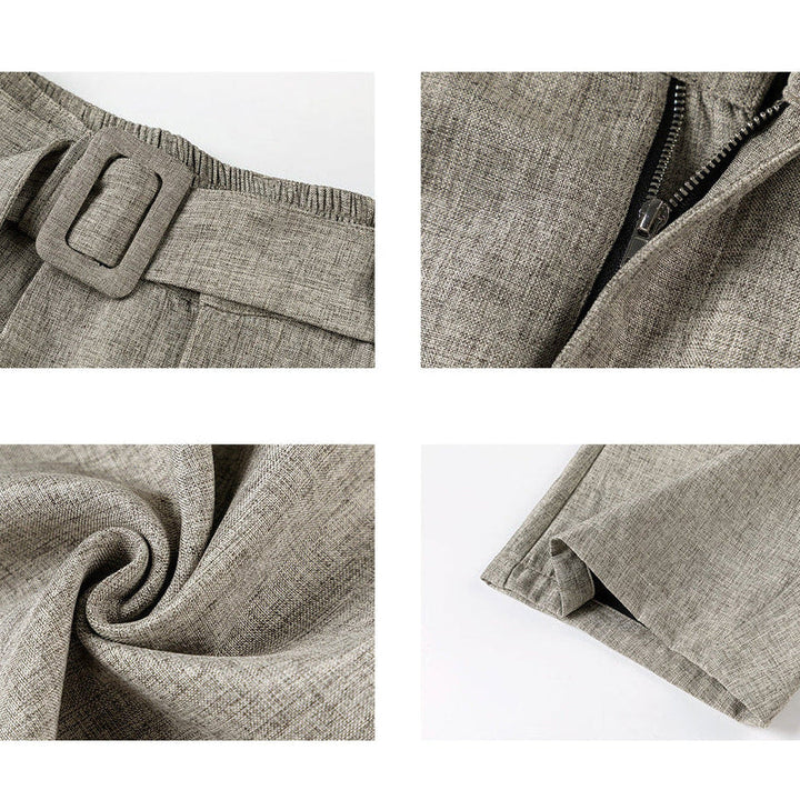 Men’s Pleated Wide-Leg Pants with Waist Belt