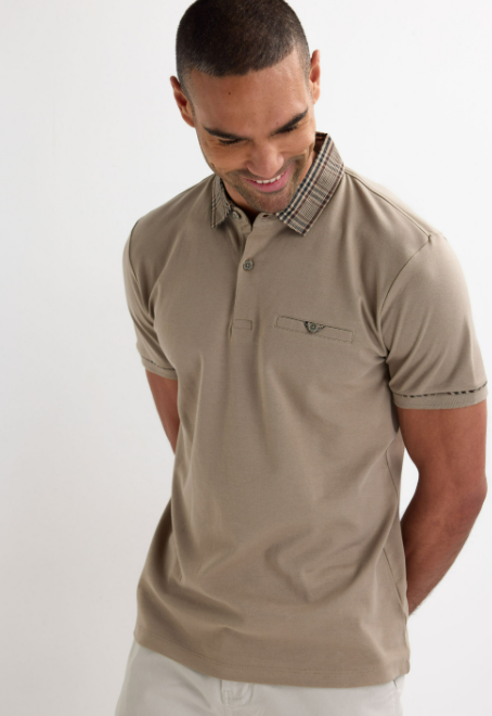 Men’s Short Sleeve Polo Shirt with Button Placket And Chest Pocket