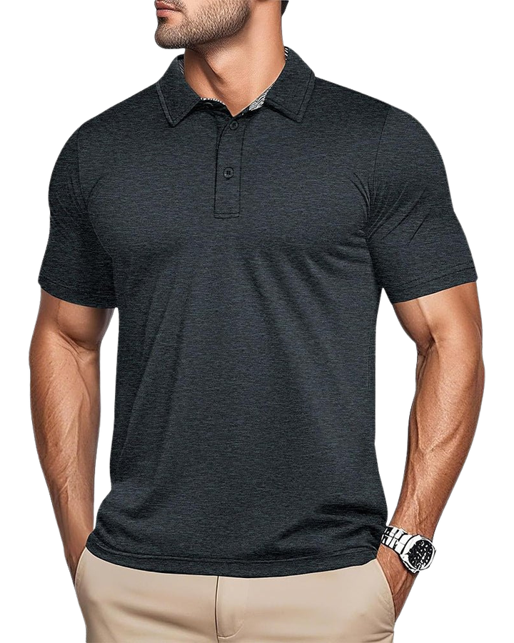 Men’s Short Sleeve Polo Shirt with Button Placket