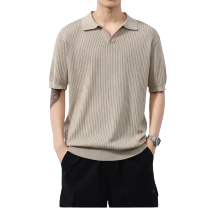 Men’s Short Sleeve Ribbed Polo Shirt