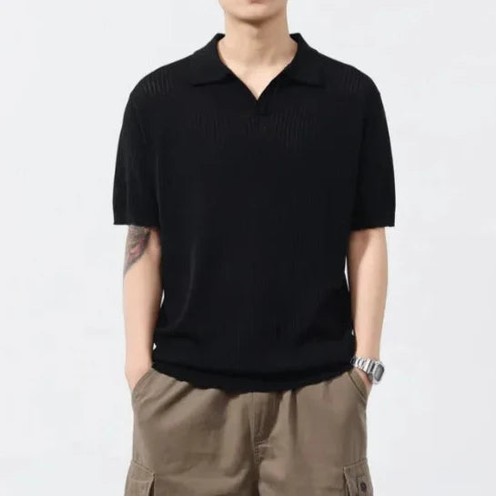 Men’s Short Sleeve Ribbed Polo Shirt