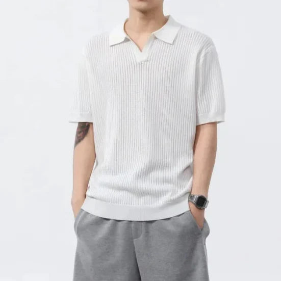 Men’s Short Sleeve Ribbed Polo Shirt