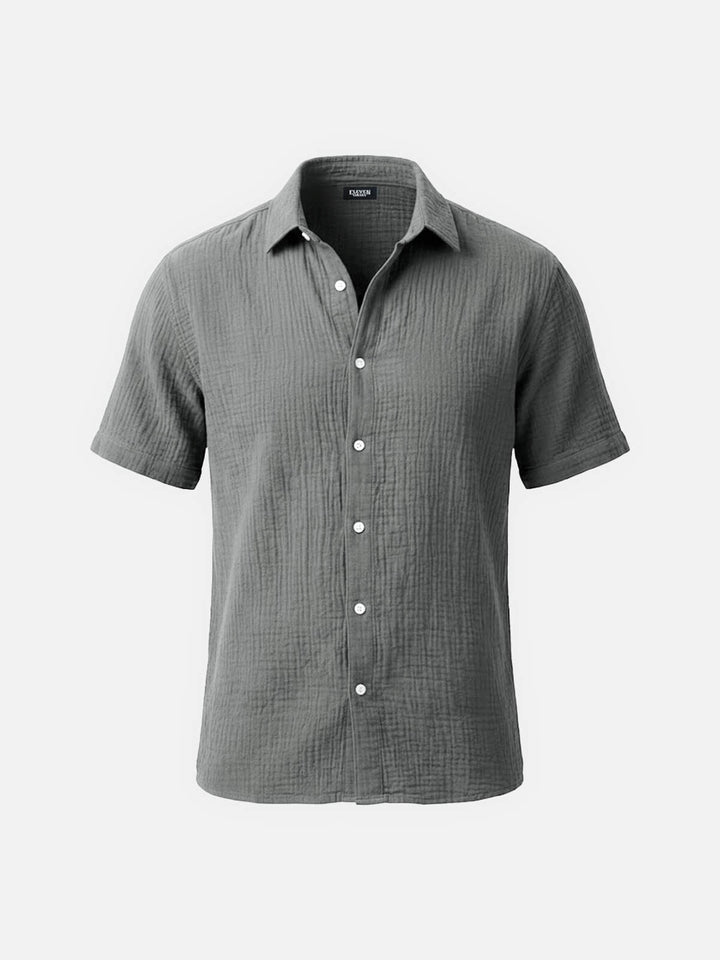 Men’s Short Sleeve Textured Button-Up Shirt