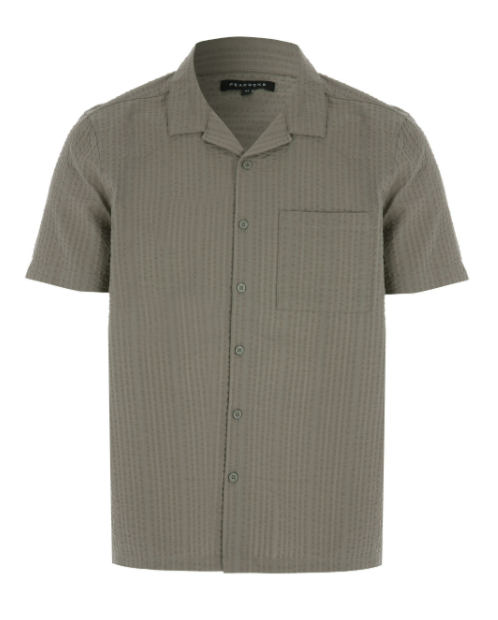 Men’s Short Sleeve Textured Button-Up Shirt With Chest Pocket